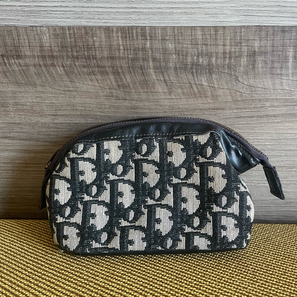 DIOR VINTAGE Black and White Designer Travel Makeup Bag